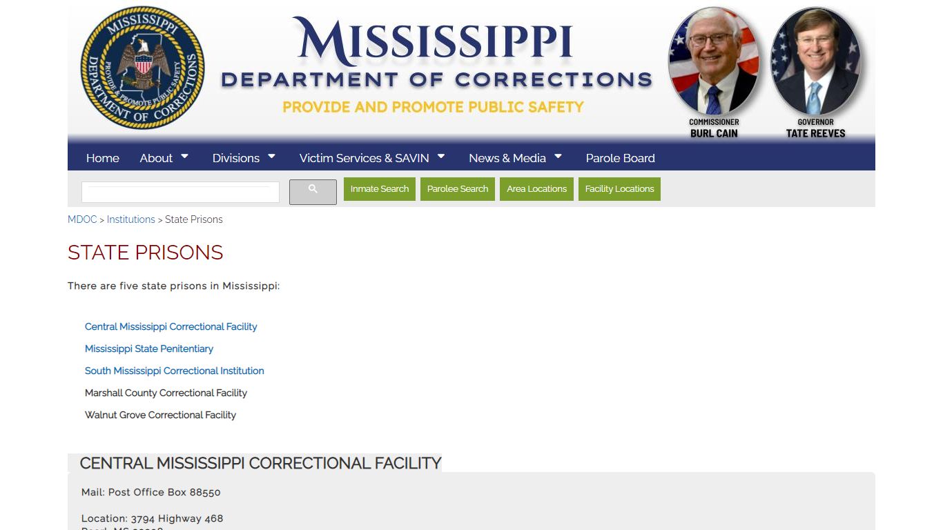 State Prisons - MS