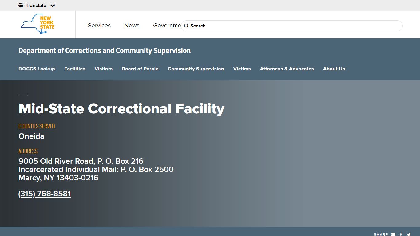 Mid-State Correctional Facility | Department of Corrections and ...